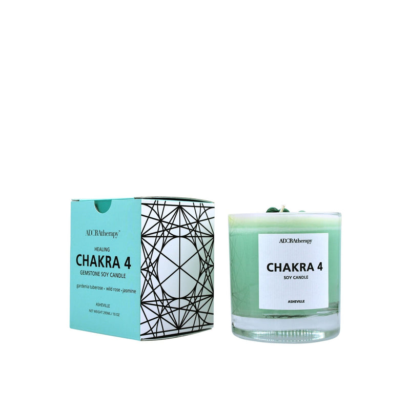 Chakra 4 Soy Candle with Aventurine Gemstones