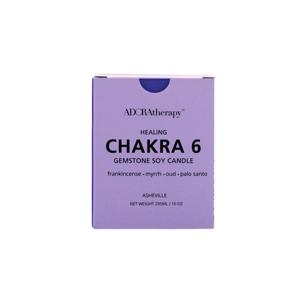 Chakra 6 Soy Candle with Amethyst & Tourmaline Gemstones