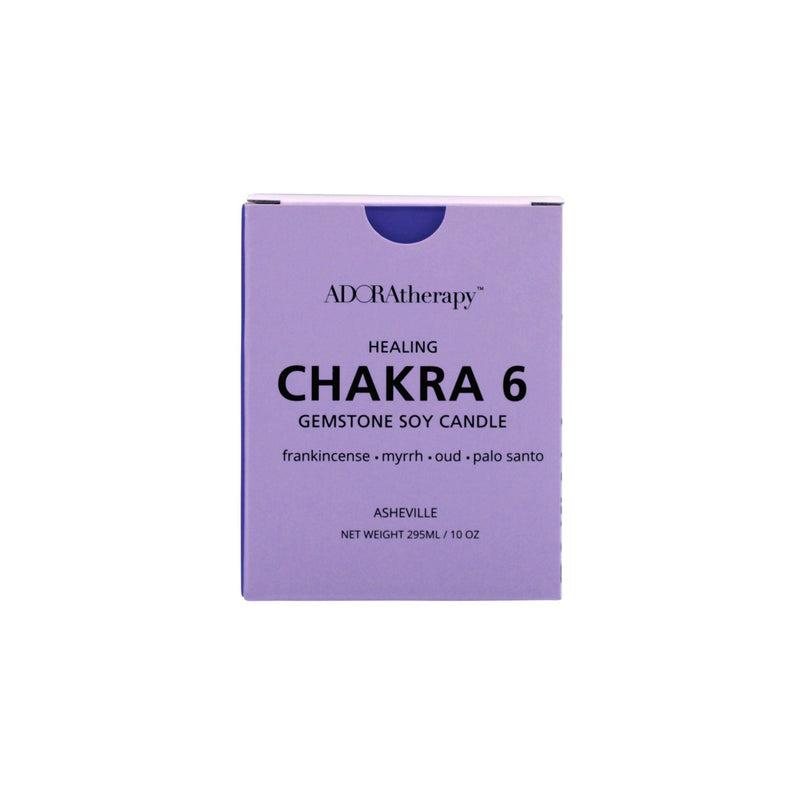 Chakra 6 Soy Candle with Amethyst & Tourmaline Gemstones