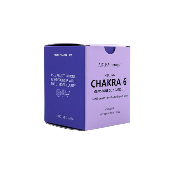 Chakra 6 Soy Candle with Amethyst & Tourmaline Gemstones