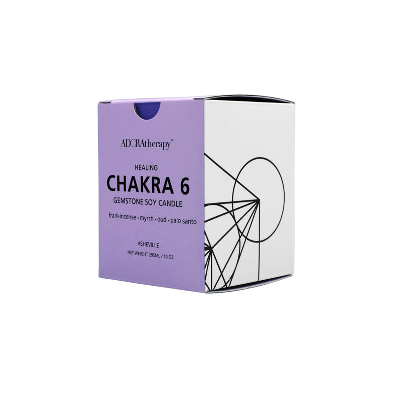 Chakra 6 Soy Candle with Amethyst & Tourmaline Gemstones