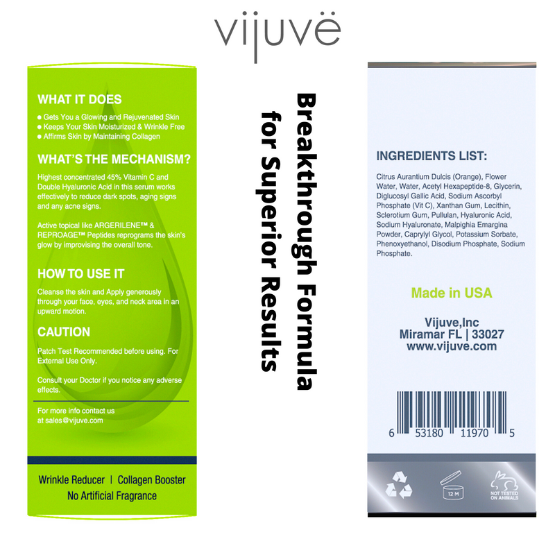 VIJUVE Vitamin C Serum For Face & Neck with Double Hyaluronic Acid &