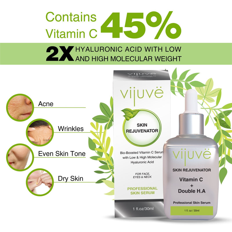 VIJUVE Vitamin C Serum For Face & Neck with Double Hyaluronic Acid &