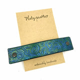 Mermaid Green Spirals Leather Hair Barrette