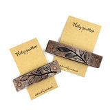 Rustic Copper Leaves Leather Hair Barrette