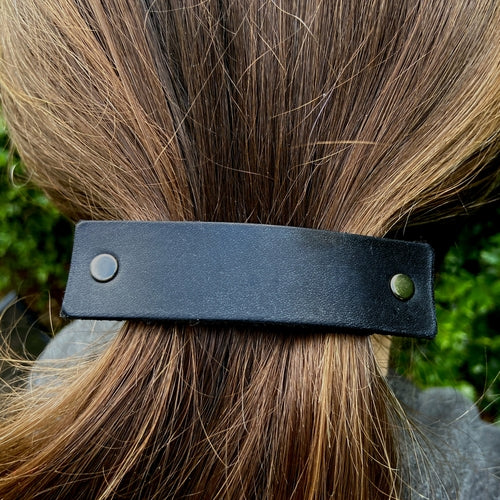 The Minimalist: Basic Black Leather Eco Barrette