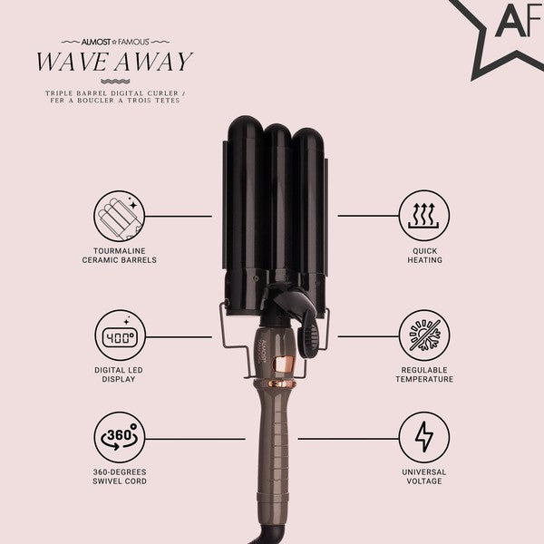 Wave Away Triple Barrel Curler with Tourmaline Ceramic Barrels