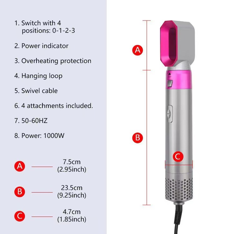 5 in 1 Hair Dryer Brush Curling Iron Hair Straightener