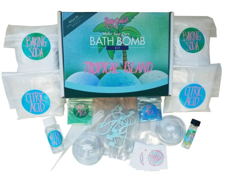 Tropical Island Bath Bomb Kit, Makes 12 All Natural Bath Bombs