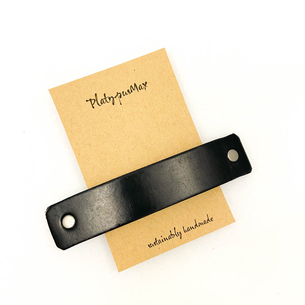 The Minimalist: Basic Black Leather Eco Barrette