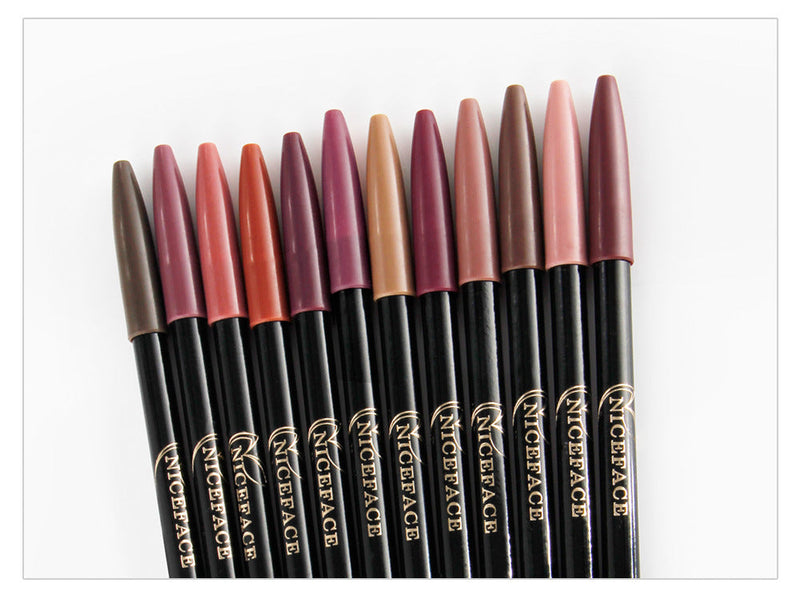 NICEFACE Nude Color Lip Pencil 12 Color Waterproof Lip Liner Nude