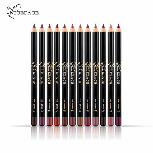 NICEFACE Nude Color Lip Pencil 12 Color Waterproof Lip Liner Nude