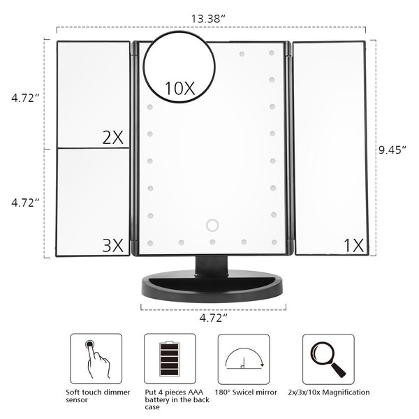 LED Touch Screen 22 Light Makeup Mirror Table